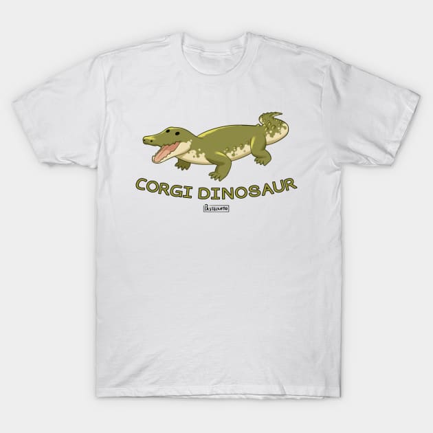 Corgi Dinosaur T-Shirt by Pastelkatto